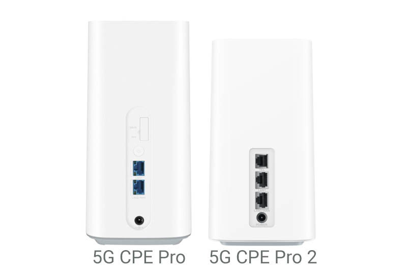 Imagen trasera del Huawei 5G CPE Pro y del 5G CPE Pro 2